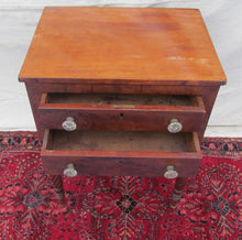 Load image into Gallery viewer, EXCELLENT FEDERAL PERIOD MAHOGANY WORK TABLE WITH SANDWICH GLASS PULLS