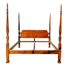 Load image into Gallery viewer, 20TH C CHIPPENDALE ANTIQUE STYLE KING SIZE CHERRY RICE CARVED PLANTATION BED