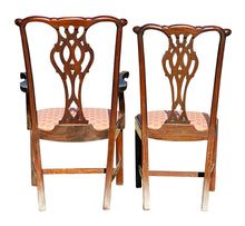 Load image into Gallery viewer, 20TH C SET OF 8 CHIPPENDALE ANTIQUE STYLE CARVED MAHOGANY DINING CHAIRS