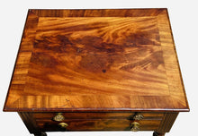 Load image into Gallery viewer, 19TH C ANTIQUE MAHOGANY 2 DRAWER SHERATON WORK TABLE / NIGHTSTAND ~ ROPE LEGS