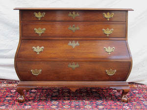 CHIPPENDALE STYLED BOSTON MAHOGANY BOMBE CHEST-SIGNED EDISON MUSEUM EDITION
