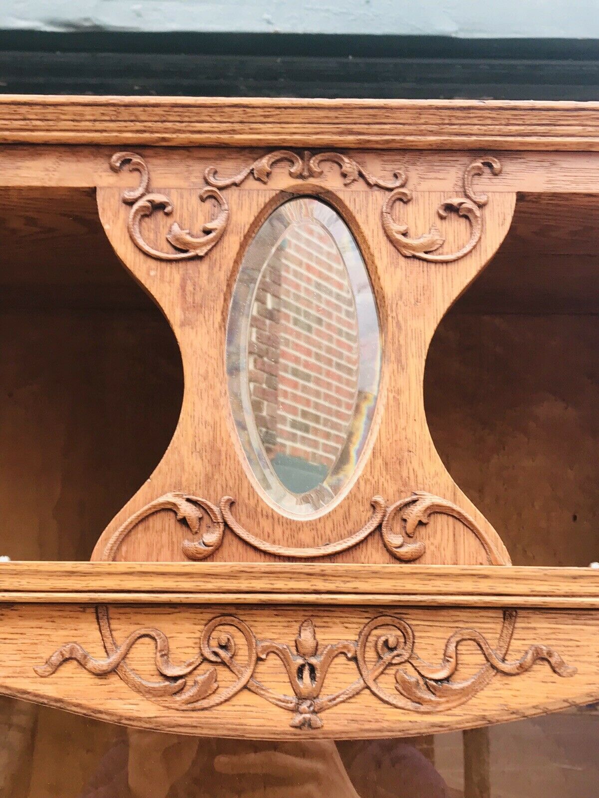 19TH C VICTORIAN BEVELED MIRROR SINGLE DOOR ANTIQUE OAK BOOKCASE  ~ MINT