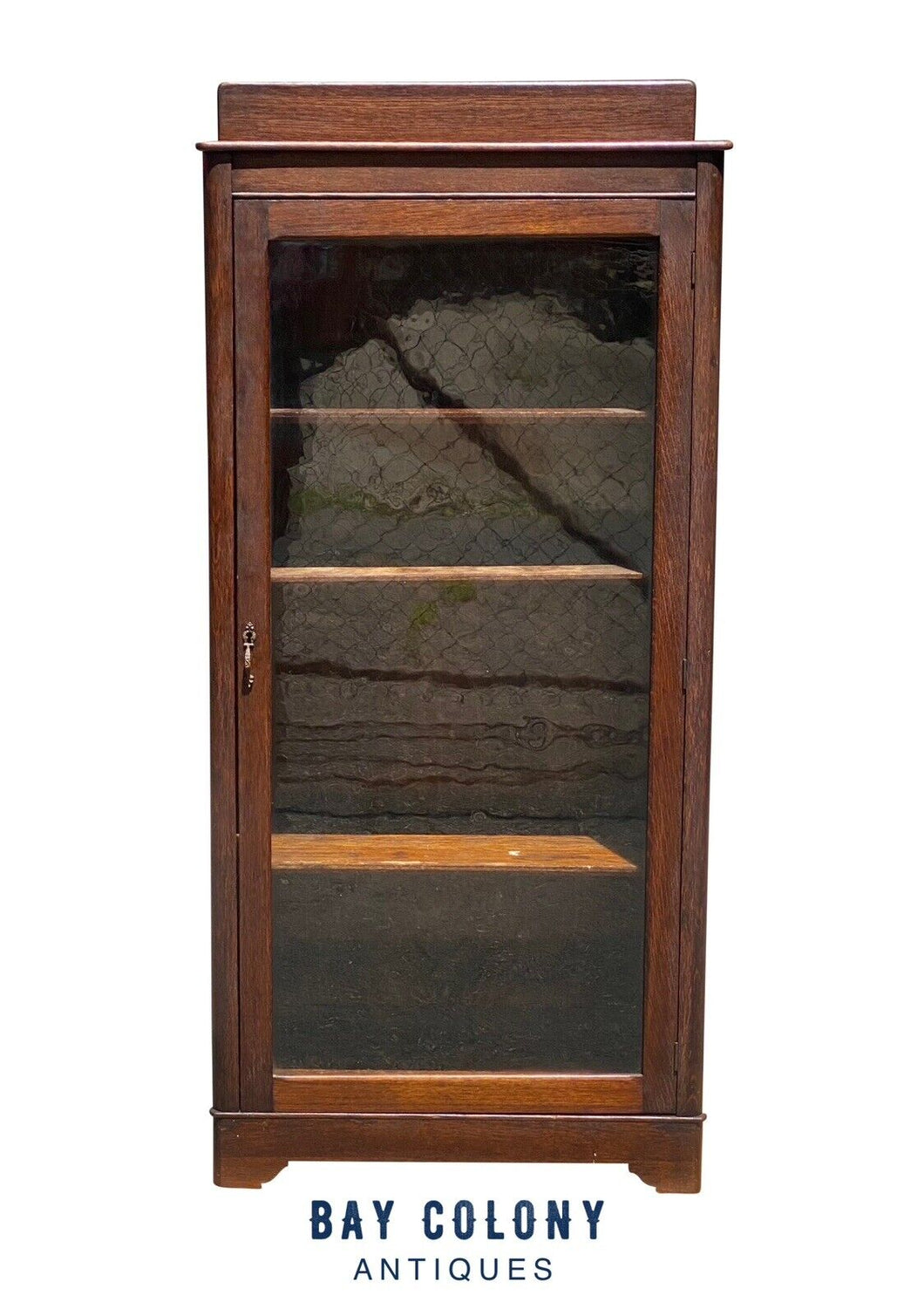 Antique Arts & Crafts Tiger Oak Single Door Bookcase / China Cabinet