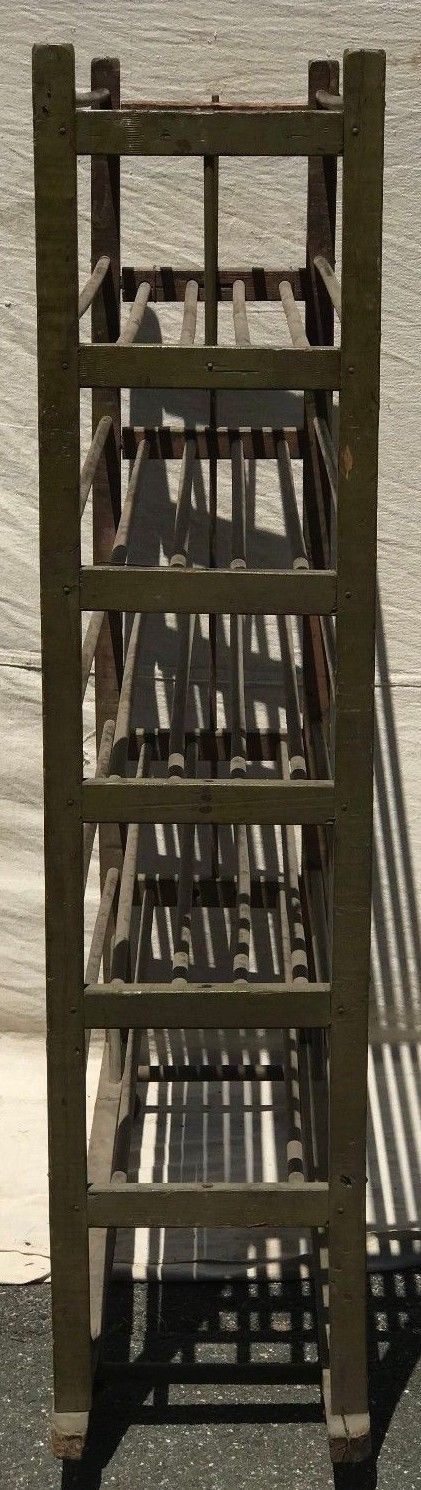 19TH C INDUSTRIAL COBBLERS RACK IN BITTERSWEET APPLE GREEN FINISH - SHOE RACK