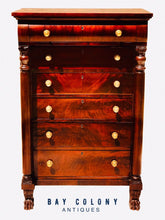 Load image into Gallery viewer, 19TH C ANTIQUE FRENCH EMPIRE / CLASSICAL MAHOGANY LINGERIE CHEST / DRESSER