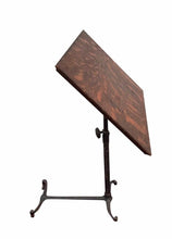 Load image into Gallery viewer, VICTORIAN OAK ADJUSTABLE WRITING TABLE WITH DECORATIVE CAST IRON BASE