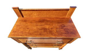 19th C Antique New England Sheraton Cherry & Tiger Maple Dresser / Chest