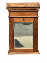 Load image into Gallery viewer, 19TH C ANTIQUE VICTORIAN TIGER OAK HANGING WALL / MEDICINE CABINET