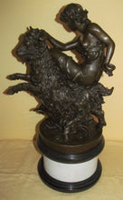 Load image into Gallery viewer, NEOCLASSICAL BRONZE OF INTOXICATED BACCHANTES MOUNTED ON RAM-SIGNED CLODION