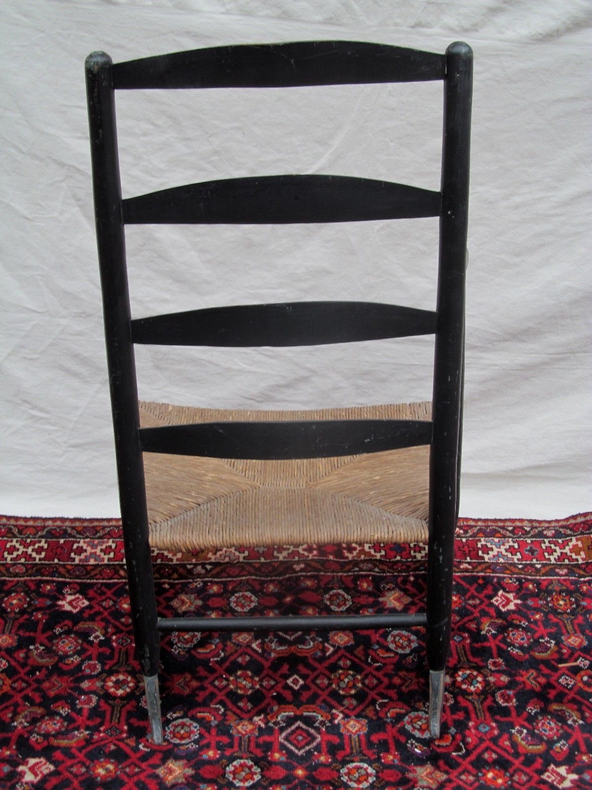 18th CENTURY QUEEN ANNE PERIOD ROCKING ARM CHAIR IN ORIGINAL BLACK PAINT