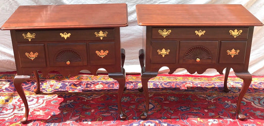 PAIR OF CHIPPENDALE STYLED CHERRY LOWBOYS BY HITCHCOCK FURNITURE