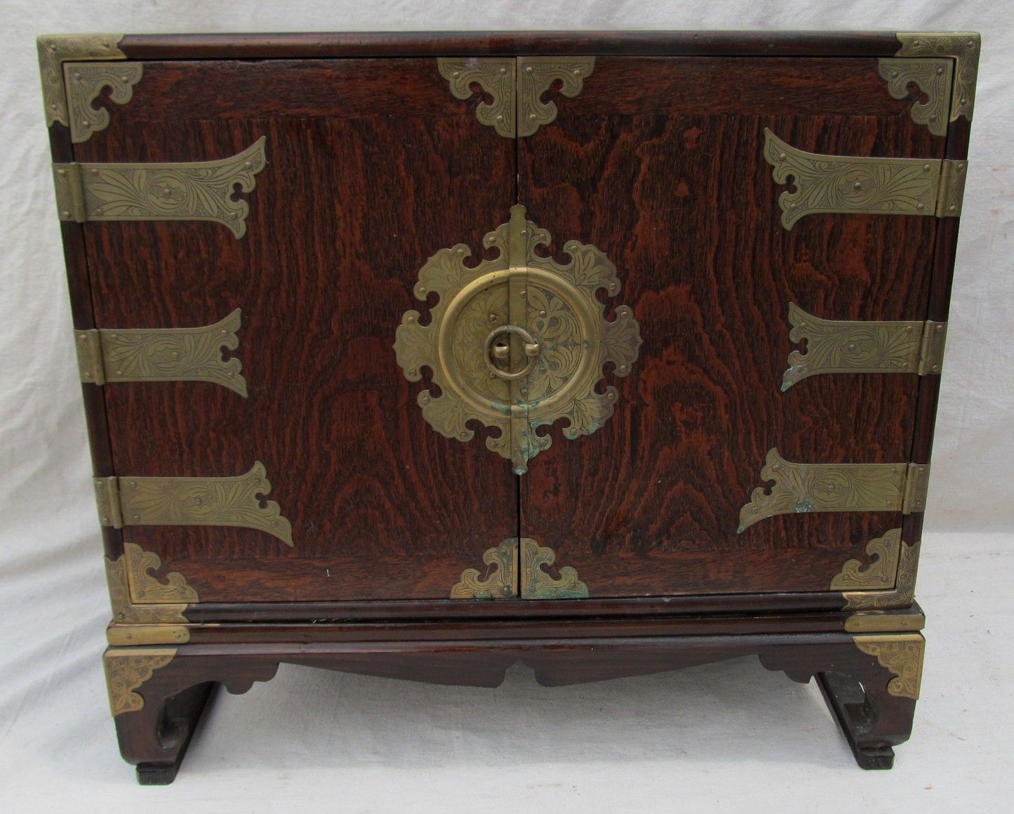 JAPANESE ALTAR BOX ON FRAME WITH NICE BRASS MOUNTINGS