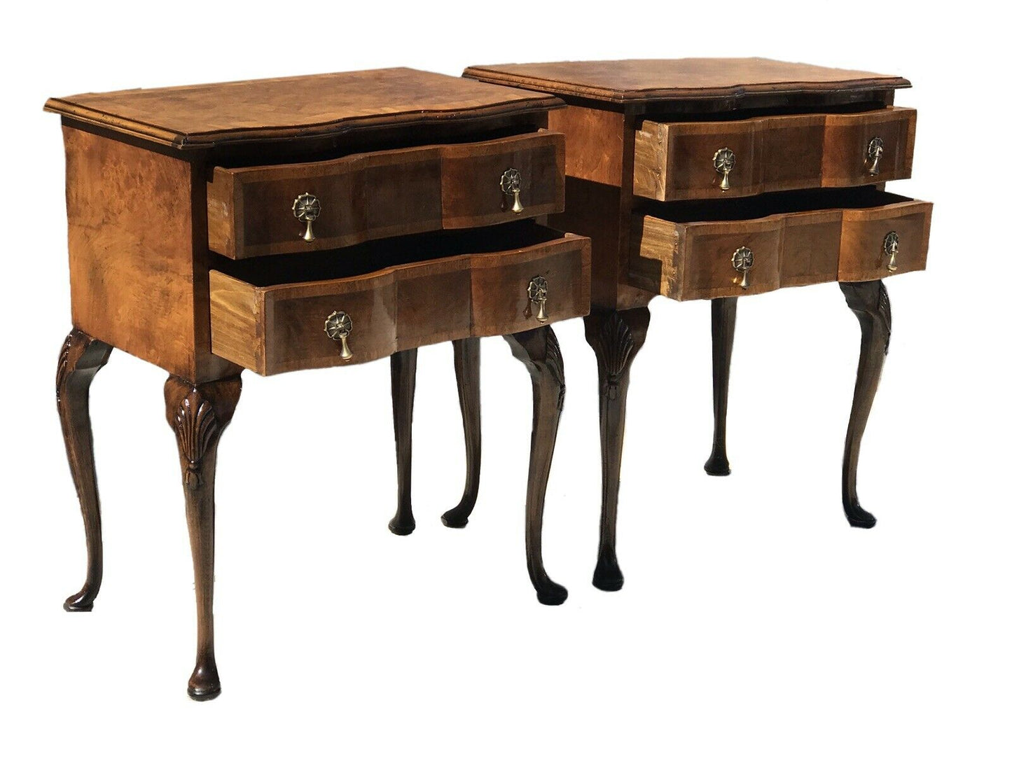 EARLY 20TH C GEORGIAN ANTIQUE STYLE INLAID PARQUETRY NIGHT STANDS