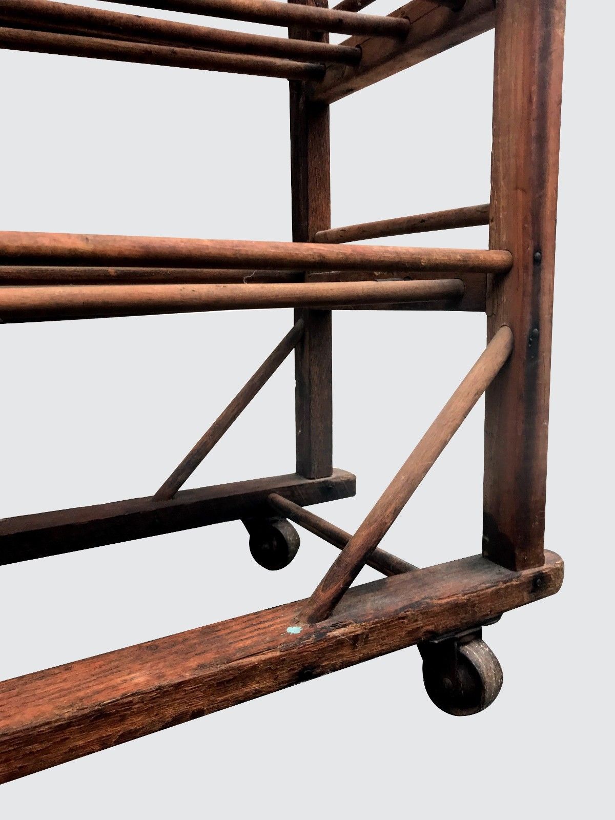 19TH CENTURY AMERICAN OAK INDUSTRIAL SHOE RACK WITH SIX TIERS-GREAT FOR WINES