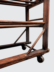 19TH CENTURY AMERICAN OAK INDUSTRIAL SHOE RACK WITH SIX TIERS-GREAT FOR WINES