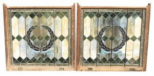 19TH C VICTORIAN PAIR OF ANTIQUE STAINED GLASS WINDOWS