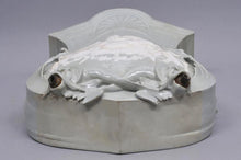 Load image into Gallery viewer, 19TH CENTURY FRENCH  SLIP DECORATED CELEDON GREEN LAVABO TANK WITH COVER