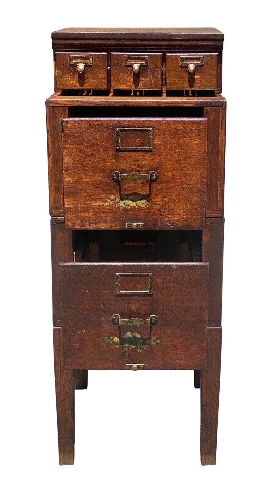 Antique Arts & Crafts Tiger Oak Stacking File Cabinet - Library Bureau Makers