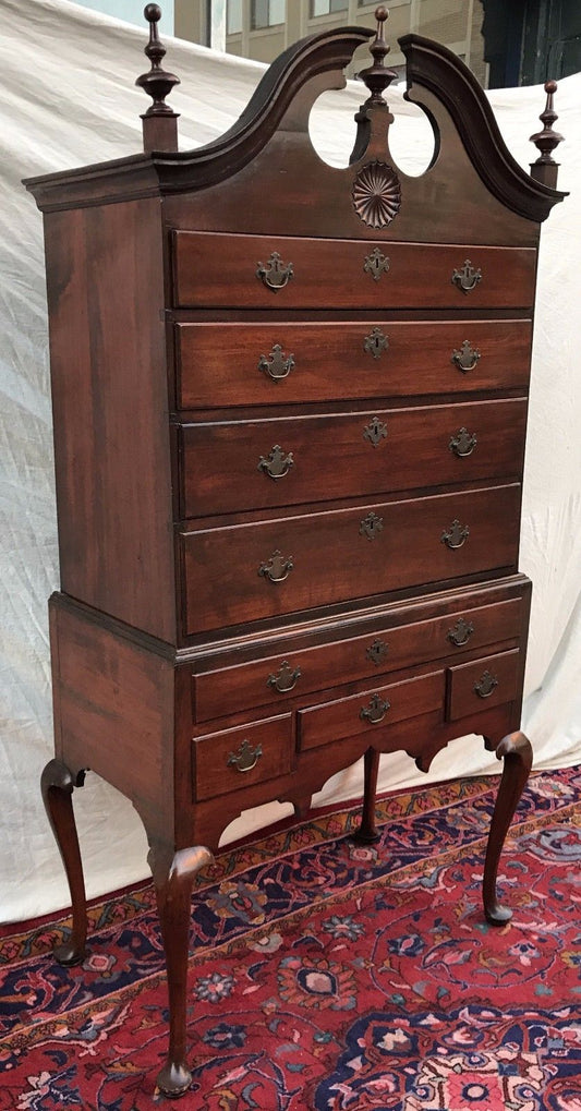 IMPORTANT 18TH CENTURY QUEEN ANNE MAPLE HIGHBOY-HARTFORD COUNTY CONNECTICUT