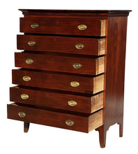 Load image into Gallery viewer, 19th C Antique Cherry 6 Drawer Hepplewhite Dresser / Tall Chest
