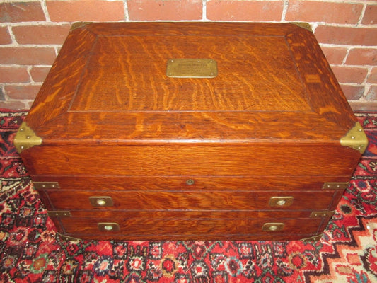 RARE BRASS MOUNTED VICTORIAN OAK SILVER STORAGE CHEST-ABSOLUTE BEST!