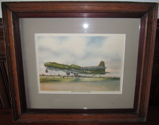 FRAMED VINTAGE PRINT OF BOEING B-29 SUPER FORTRESS