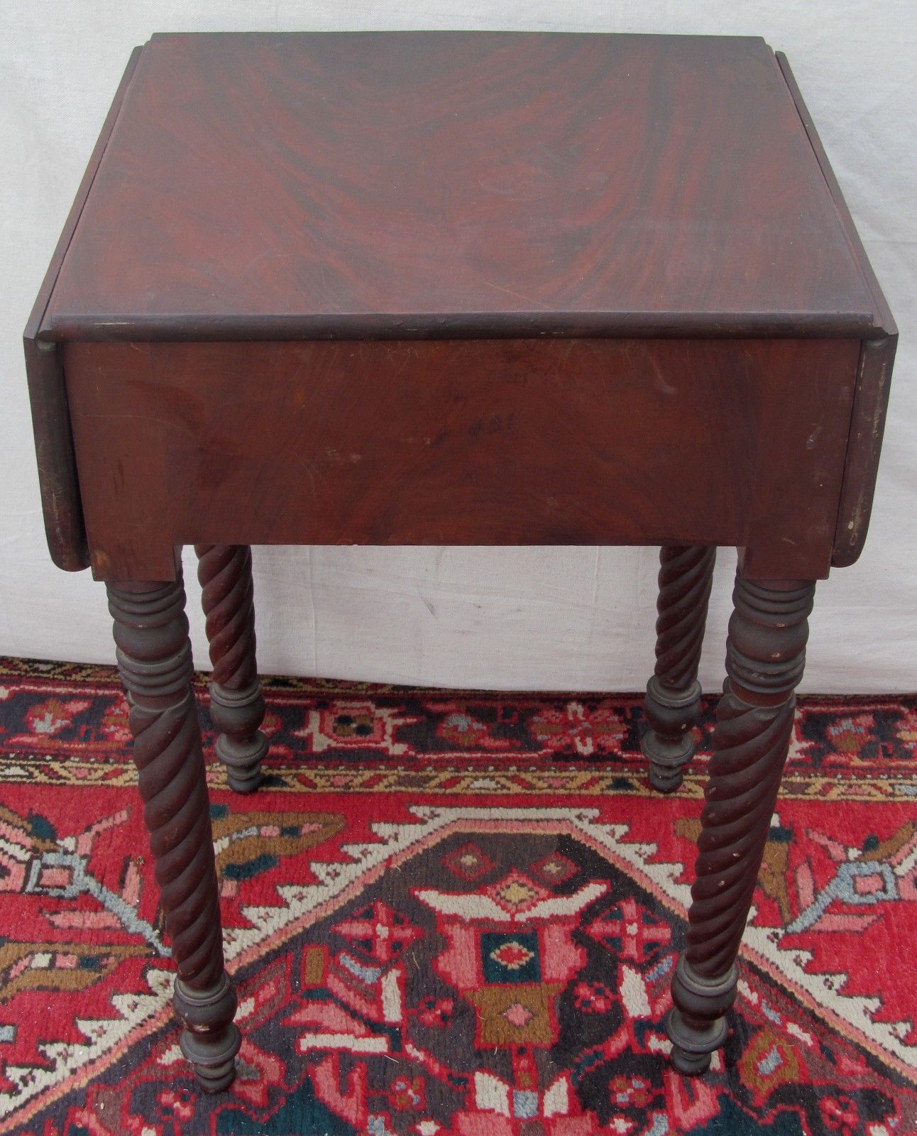 SHERATON MAHOGANY ROPE CARVED WORK TABLE-BOSTON- ALL ORIGINAL CIRCA 1810 - 1820