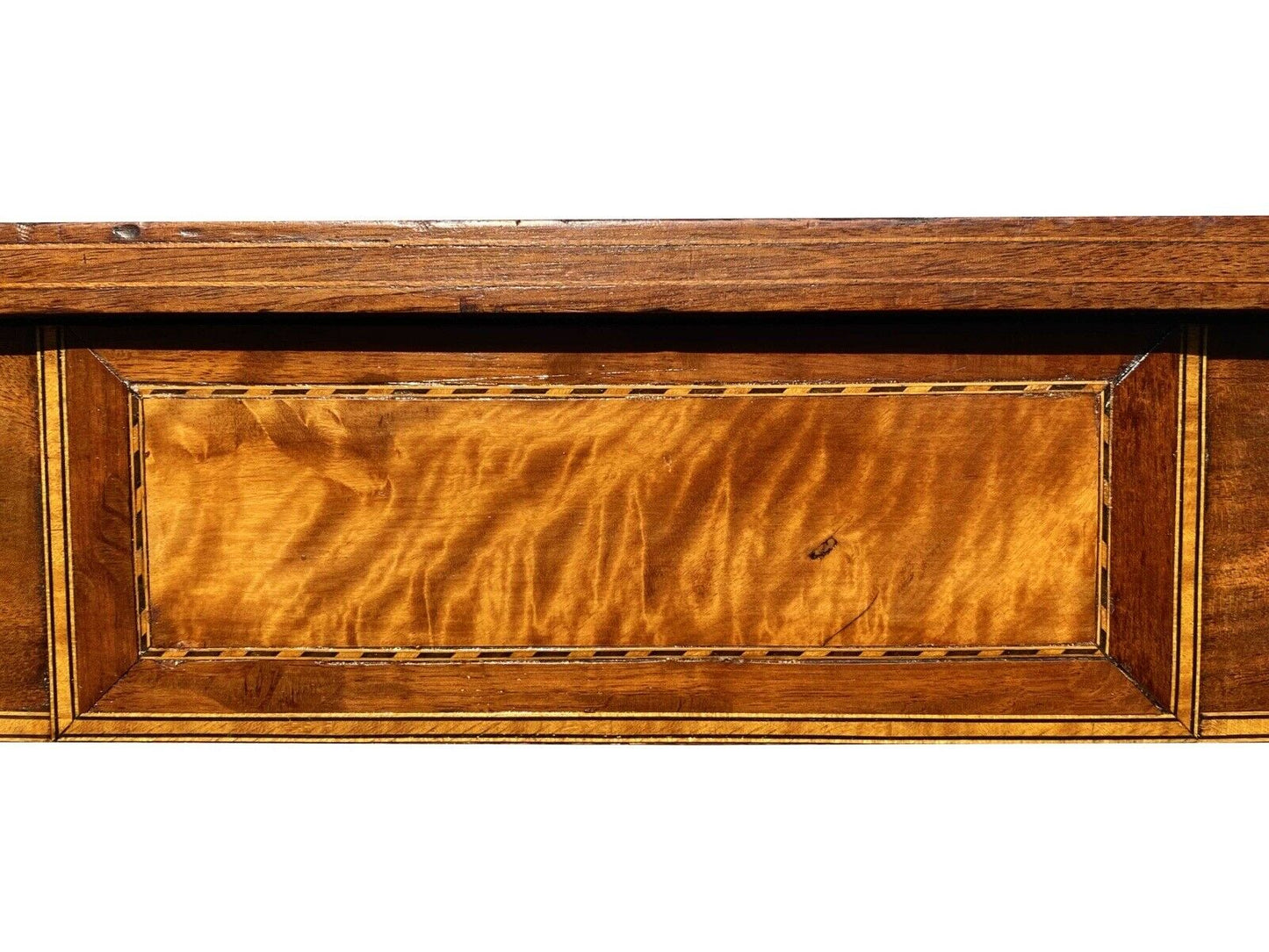 19th C Antique Sheraton Mahogany & Tiger Maple Console Table