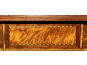 19th C Antique Sheraton Mahogany & Tiger Maple Console Table