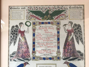 FINELY PAINTED FOLK ART DECORATED BRIGHTLY COLORED 1847 FRAKTUR OF THOMAS MONROE