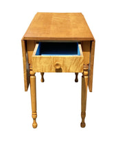 Load image into Gallery viewer, Vintage Federal Style Tiger Maple Dropleaf Dining Table With Rare Single Drawer