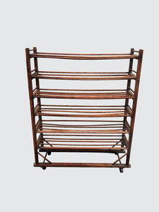 19TH CENTURY AMERICAN OAK INDUSTRIAL SHOE RACK WITH SIX TIERS-GREAT FOR WINES
