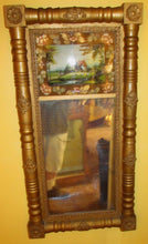 Load image into Gallery viewer, EARLY 19TH CENTURY SHERATON FEDERAL PERIOD REVERSE GLASS PAINTED MIRROR