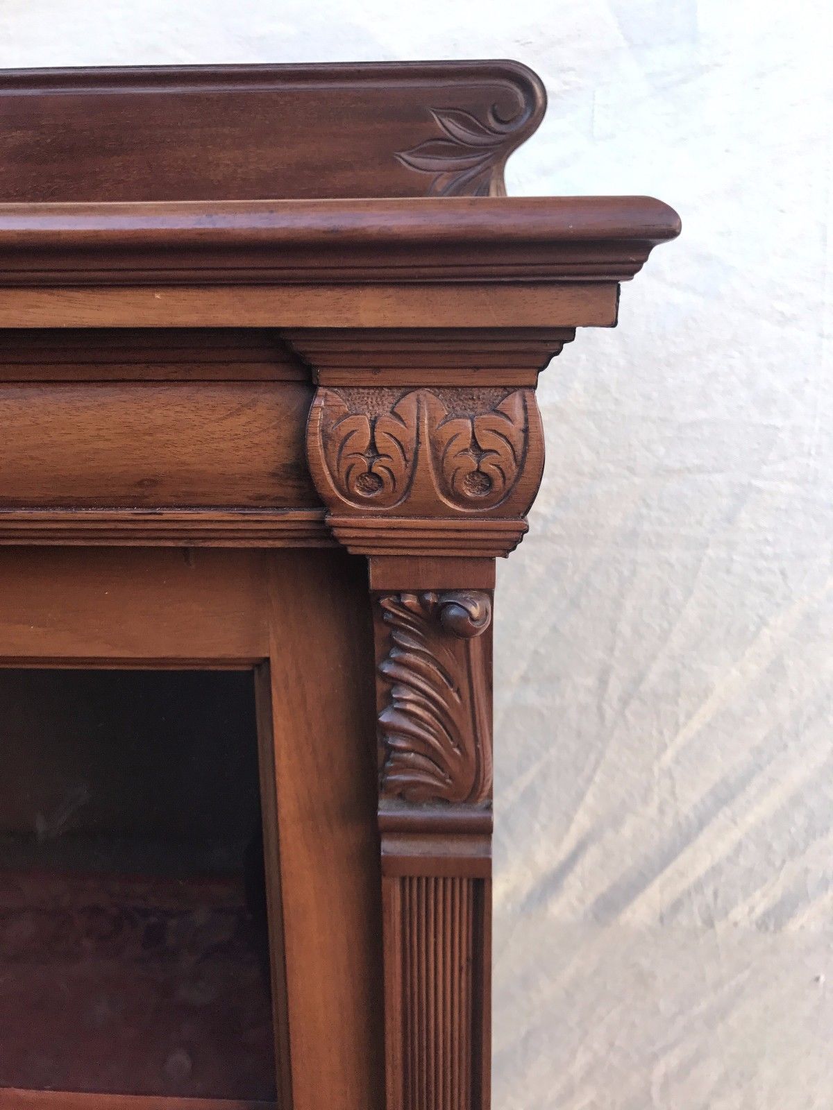 VICTORIAN WALNUT CARVED DOUBLE DOOR BOOKCASE ON 2 DRAWER BASE-SUPER FINE PIECE!