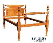 Load image into Gallery viewer, 19th C Antique Federal Period Birds Eye Maple Cannonball Bed - Rope Bed
