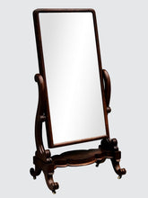 Load image into Gallery viewer, EARLY 19TH C. MAHOGANY FRENCH EMPIRE / CLASSICAL CHEVAL MIRROR W/ CARVED BASE