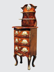 19TH C FRENCH LOUIS XVI STYLE 3 DRAWER NIGHTSTAND W/ HAND PAINTED HARDWARE