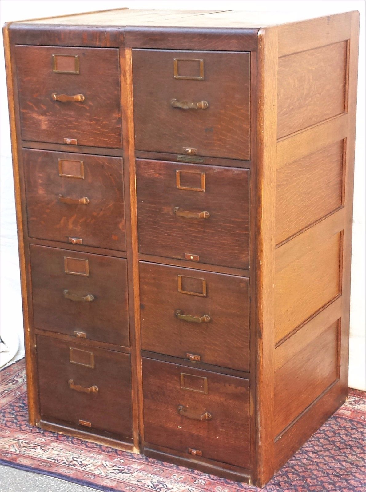 DOUBLE LEGAL SIZED ANTIQUE OAK FILE CABINET BY LIBRARY BUREAU CO