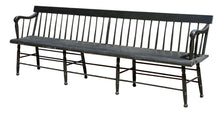 Load image into Gallery viewer, 19TH C ANTIQUE NEW ENGLAND BLACK PAINTED FARMHOUSE / DEACONS BENCH ~ 8 FEET