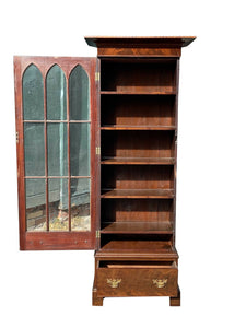 19th C Antique Salem Ma Mahogany Maritime Campaign Bookcase / Cabinet ~ Nautical