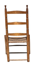Load image into Gallery viewer, 18th C Antique Queen Anne Maple &amp; Ash Ladderback Chair W/ Splint Seat