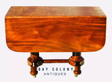 Load image into Gallery viewer, 19TH C ANTIQUE MAHOGANY CLASSICAL DROP LEAF DINING TABLE ~ ISAAC VOSE ~ BOSTON