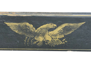 19th C Antique Black Painted Farmhouse / Deacons Bench - 6.5 Feet - Eagle Paint