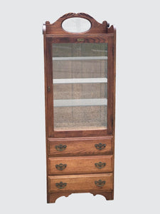 EARLY 20TH C. OAK MEDICAL / PHYSICIANS CABINET BY FRANK S BETZ CO - CHICAGO, IL