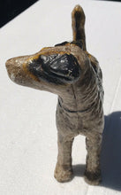 Load image into Gallery viewer, 20TH C ANTIQUE HUBLEY WIRE HAIR FOX TERRIER CAST IRON DOORSTOP / COIN BANK