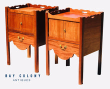 Load image into Gallery viewer, 20TH C ANTIQUE STYLE PAIR OF MAHOGANY NIGHTSTANDS / END TABLES ~ BEDSIDE CABINET