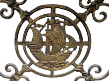 Load image into Gallery viewer, Arts &amp; Crafts Wrought Iron &amp; Bronze Window Bench With Nautical Ships- Oscar Bach