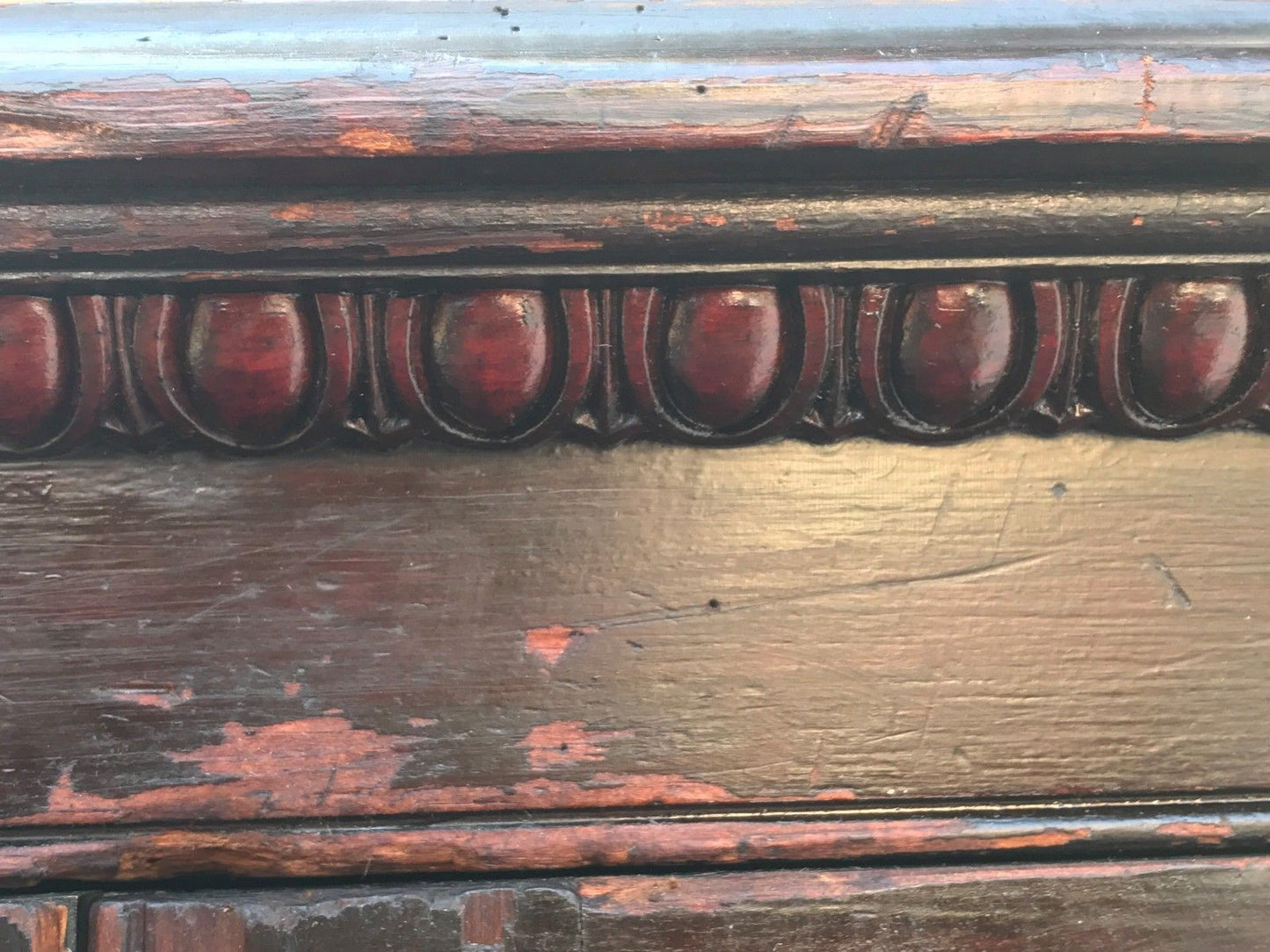 VICTORIAN RAISED PANEL OAK & PINE APOTHECARY CABINET WITH EGG & DART MOLDINGS