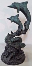 Load image into Gallery viewer, BRONZE STATUE OF DOLPHINS ON REEF BY FAMED NATURALIST ARTIST DAN PARKER-FABULOUS