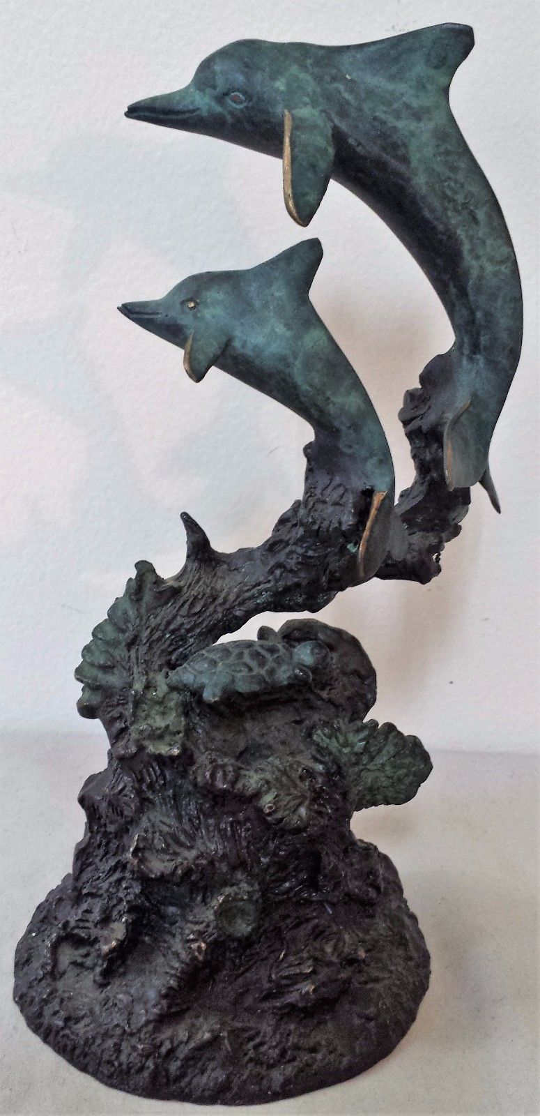 BRONZE STATUE OF DOLPHINS ON REEF BY FAMED NATURALIST ARTIST DAN PARKER-FABULOUS